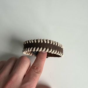 Brown Saddle Bracelet with white Mens Bracelet